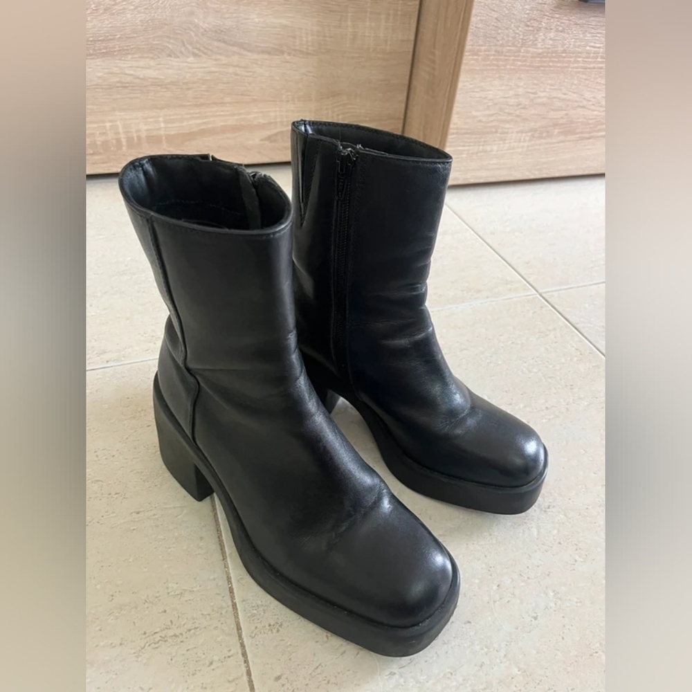 Black Leather Ankle Boots